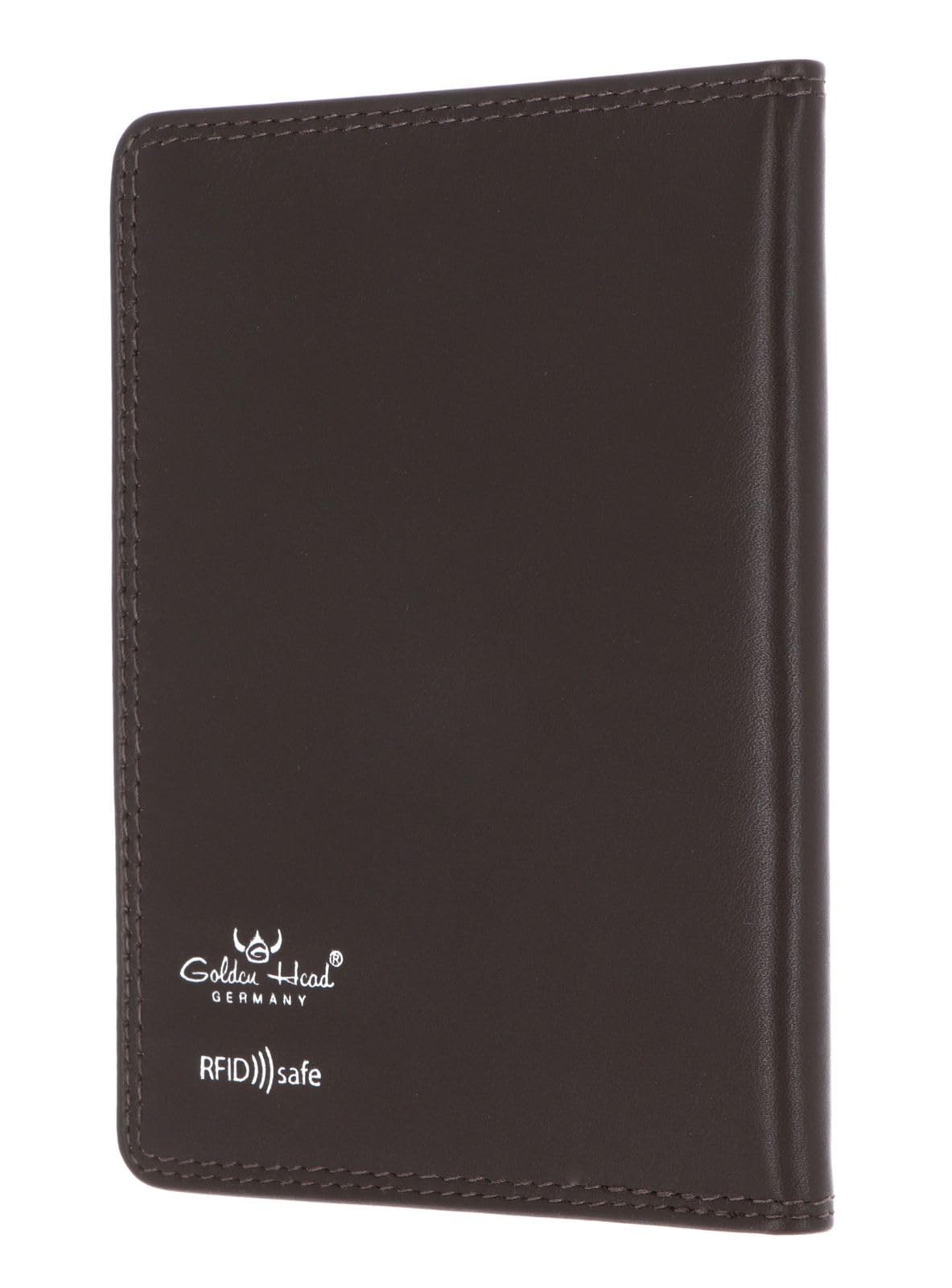 Golden Head Polo RFID Protect ID Wallet, ciemnobrązowy, Einheitsgröße, Klasyczny, elegancki z charakterystycznymi podwójnymi szwami.