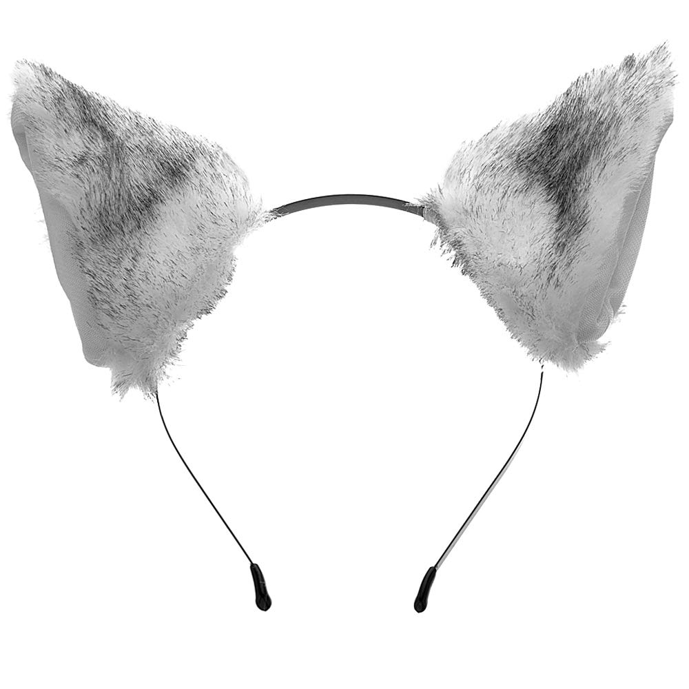 E-TING Cat Ear Lolita Fluffy Long Fur Ears Neko Anime Cosplay with Headband Halloween Cosplay Party Costume