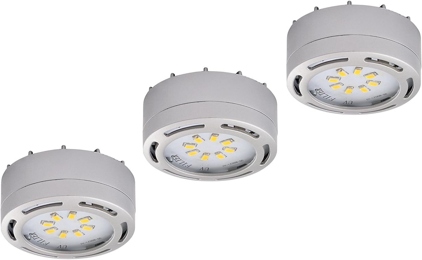 120 Volt LED Puck 3 Light Kit, Nickel - LEDP3120NK