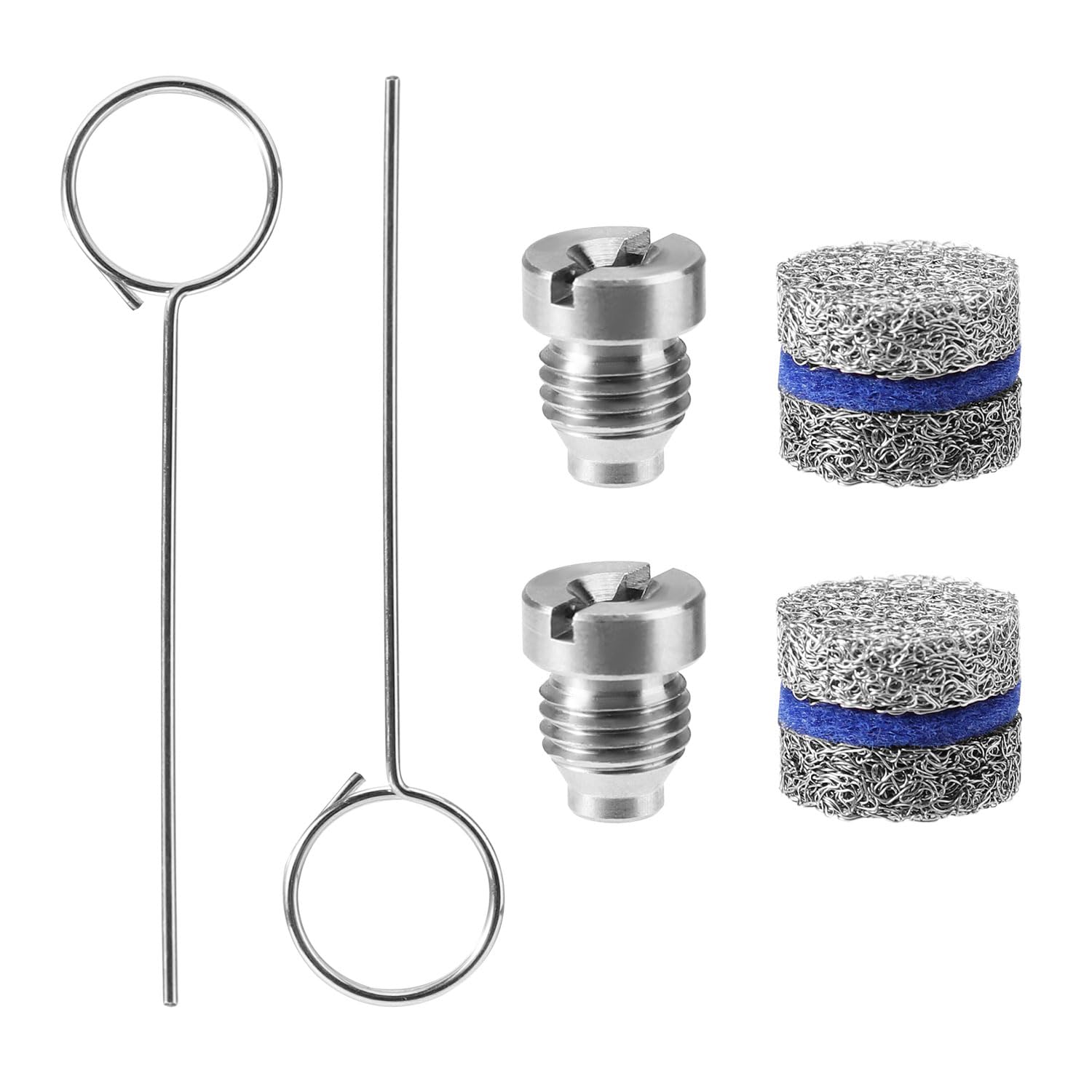 Lyreh 2 Sets 1.1 mm Foam Cannon Orifice Kit, Universal 0.04in Foam Cannon Orifice Nozzle and Maker Meshes Kit Replacement with Cleaning Tools Thread Nozzle