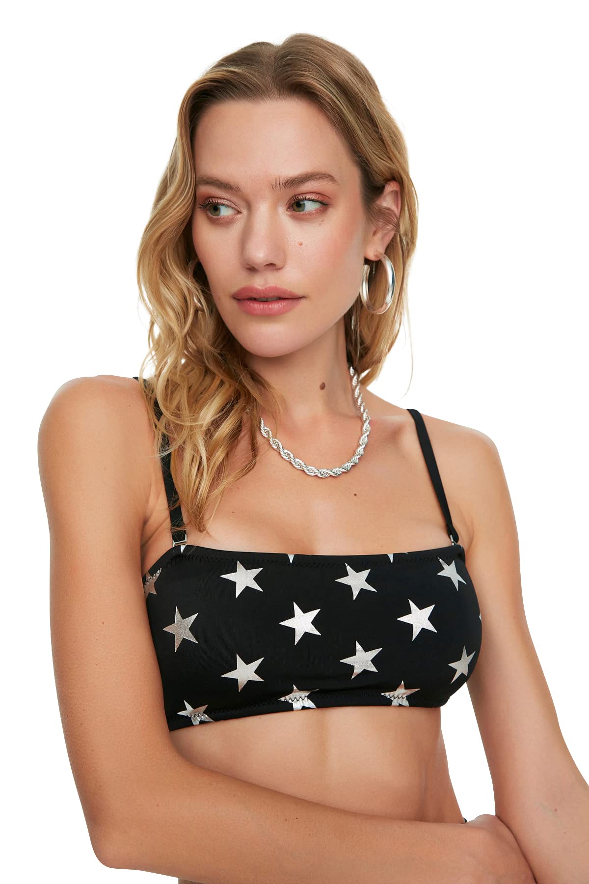 Trendyol Women Bandeau Strapless Knit Bikini Top Black