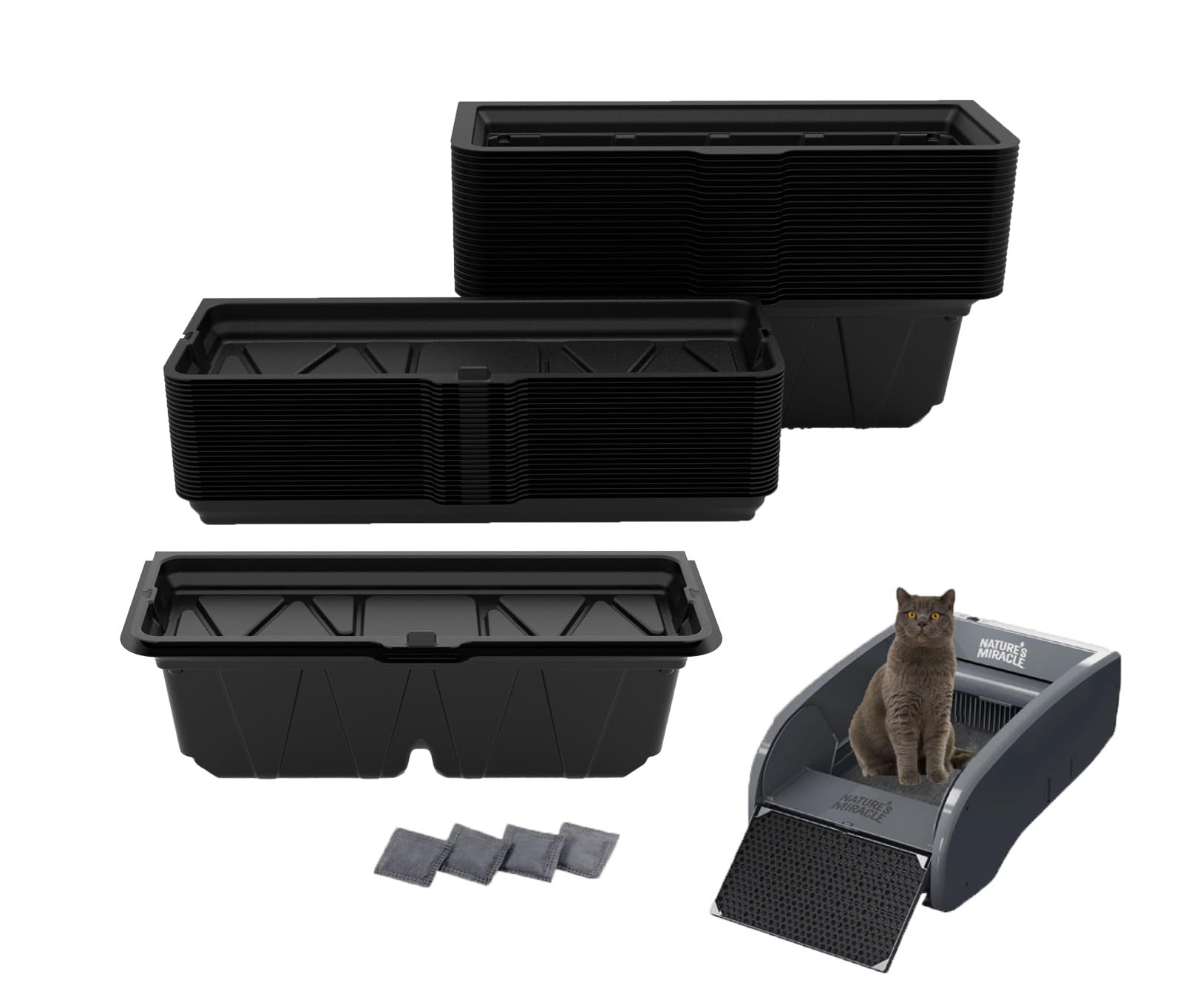 20PCS Disposable Waste Receptacles Compatible with Nature's Miracle Litter Box 2nd,For LitterMaid 3rd,Disposable Cat Litter Box with Charcoal Bags (