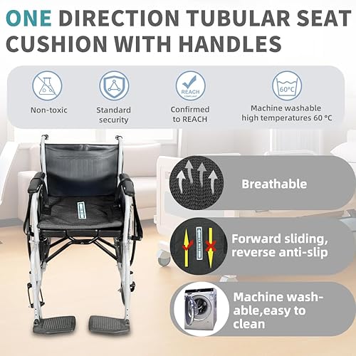 Miniatura 5 de Cojín tubular unidireccional de asiento deslizante con asas, almohadilla antideslizante para prevención de caídas para ancianos o discapacitados en
