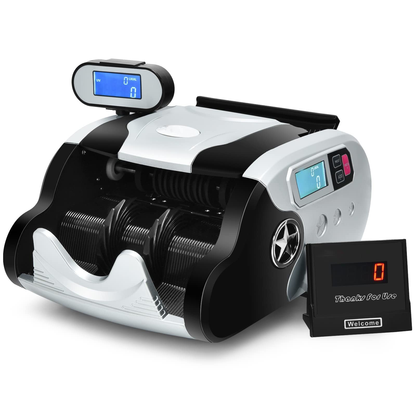 Conta Banconote multivaluta ad Alta velocità con rilevamento di contraffazioni UV MG, Display a LED e Spazzola per la Pulizia per Banche, Negozi e scuole