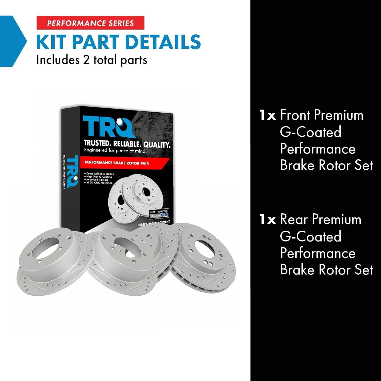 TRQ Front & Rear Brake Performance Rotor Kit Compatible with Sebring Avenger Stratus Eclipse