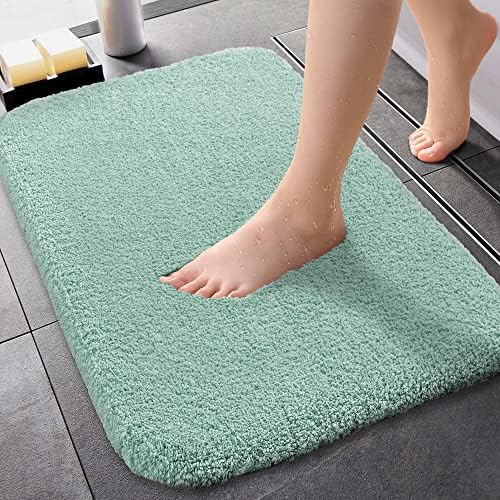 ZARCKER Bath Mat, Non Slip Bathroom Mat 40*60CM, Machine Washable Extra Water Absorbent Bath Rug, Soft and Fluffy Microfiber Bathroom Carpet - White