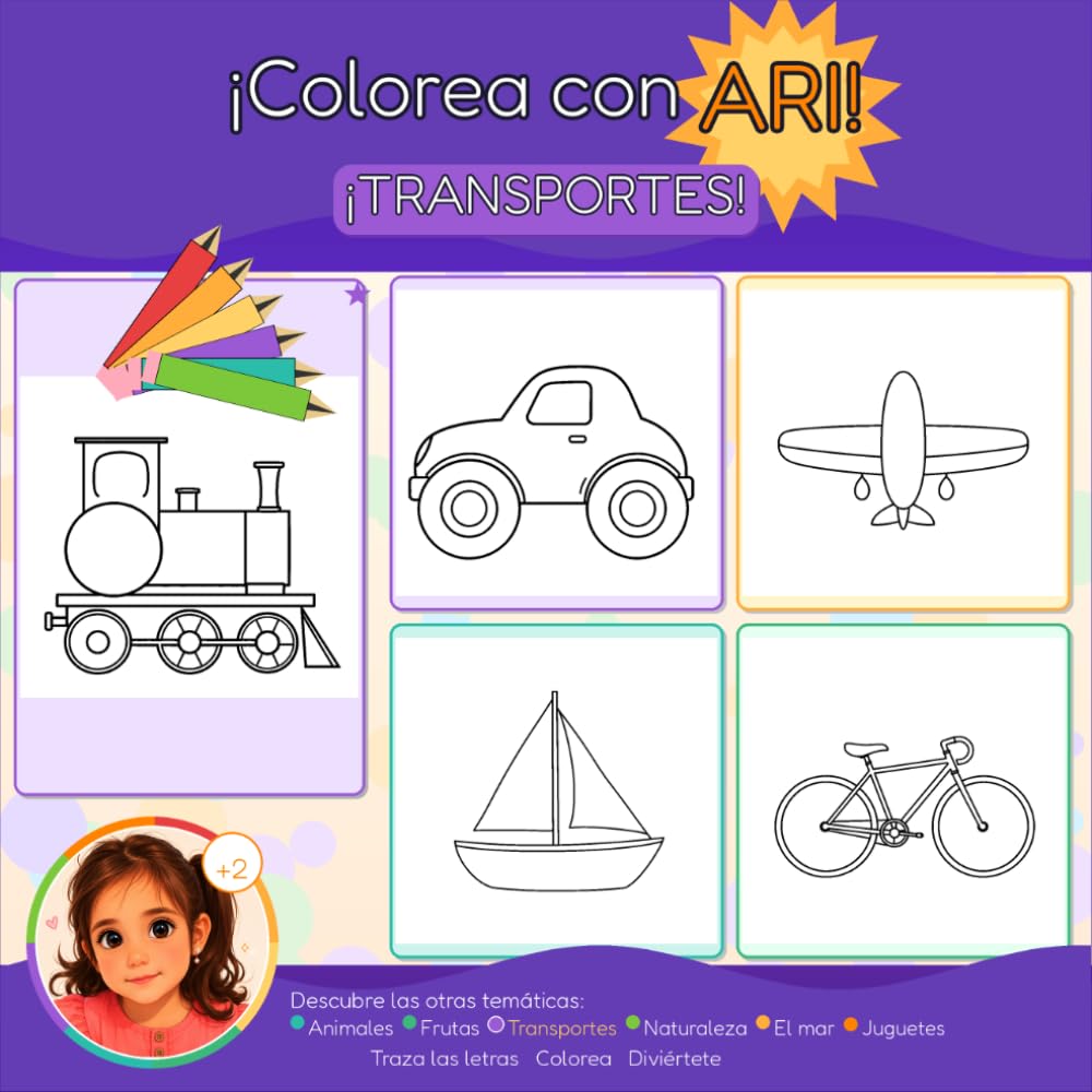 Colorea con Ari: Transportes (Pinta amb l'Ari)