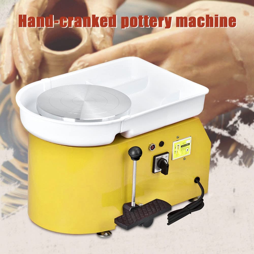 Koło garncarskie 350 W 25 cm żółte elektryczne koło garncarskie maszyna ceramiczne narzędzie do kształtowania garncarstwo sztuka maszyna z pedałami DIY glina narzędzia glina robocza