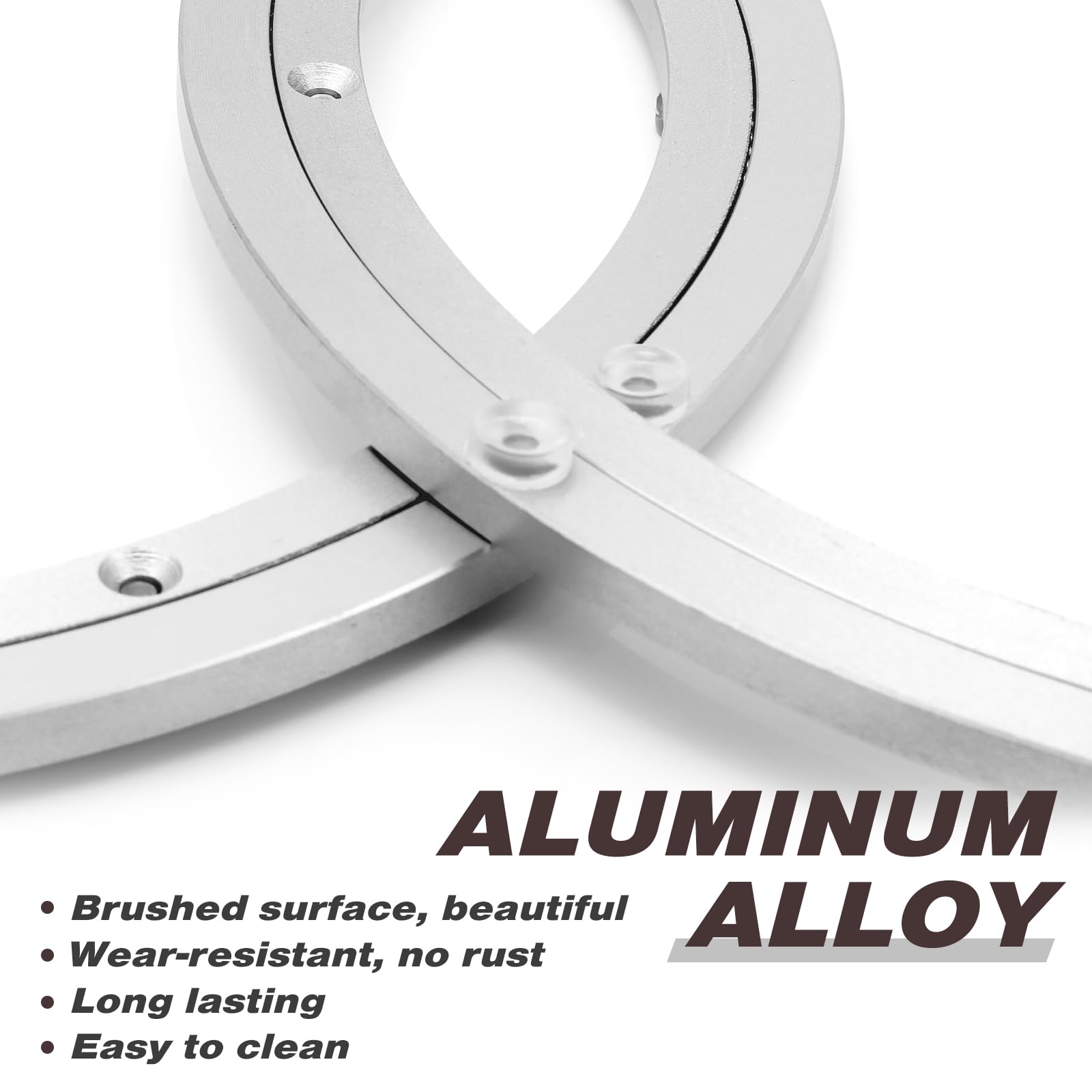 Paquete de 2 piezas de 14 pulgadas Lazy Susan Hardware de aleación de aluminio giratorio de hardware resistente Lazy Susan Mecanismo de anillo para cocina, mesa de comedor 3