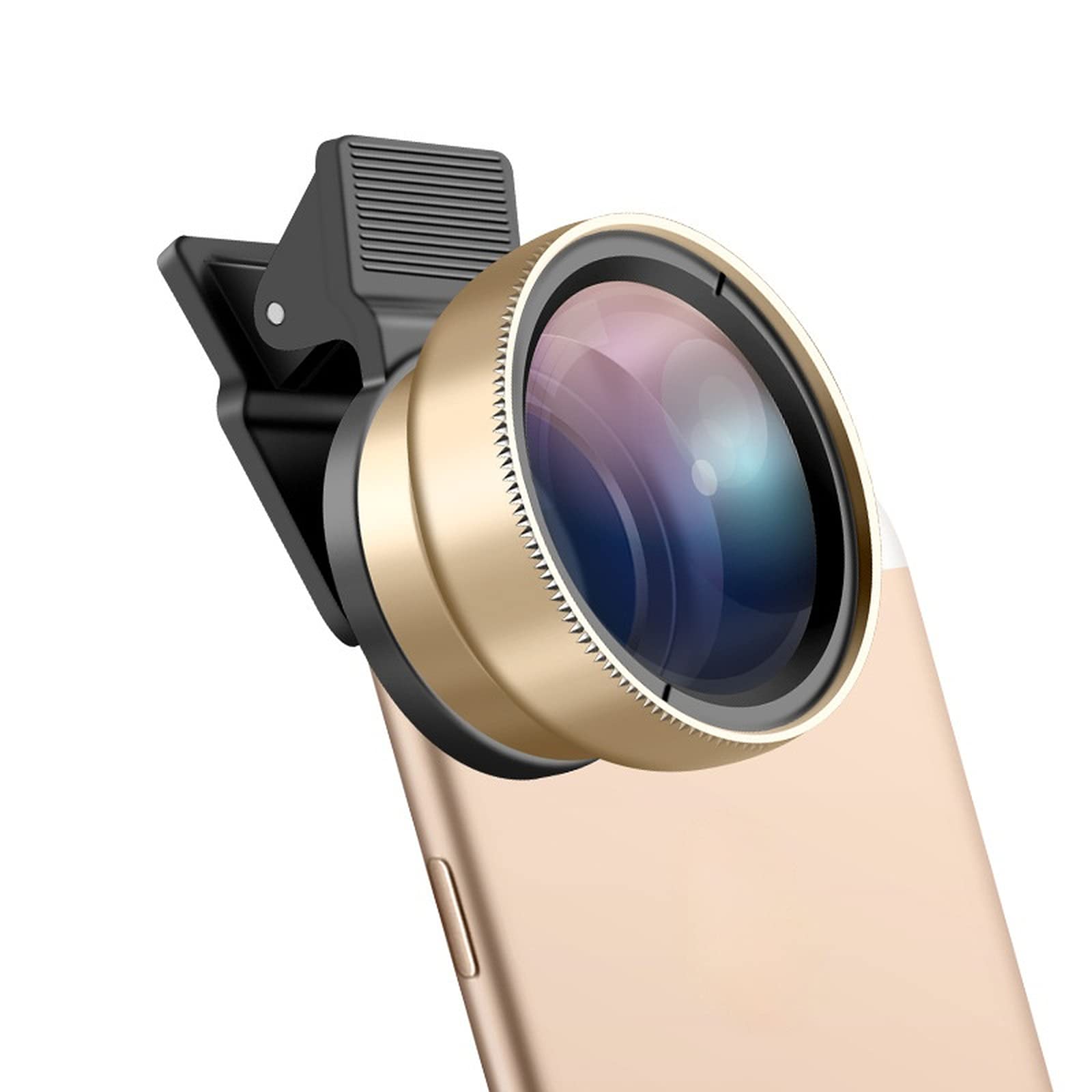 Pro Lens Kit for All Phones, 12.5X Macro and 0.45 X Wide Angle Max Camera Cell Phone Lens with Portable PU Case (Gold)