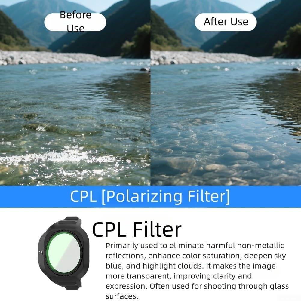 Zestaw filtrów ND CPL i UV do DJI dla MINI 5 Pro, aby zmniejszyć ekspozycję na światło i poprawić obraz w fotografii