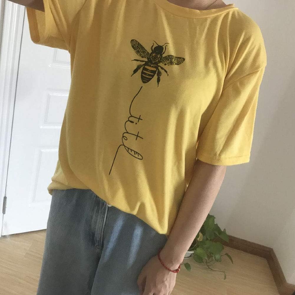 Bee Kind Tshirt Women Summer Short Sleeve Let It Bee Round Neck Funny Letter Graphic Casual Tee Shirt & Blouse - Image 5