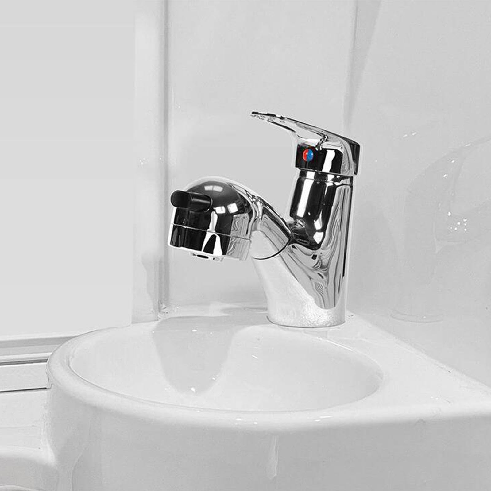 Grifo de Baño para Autocaravana Ergonómico con Flujo de Agua Ajustable Y Accesorio Que Ahorra Espacio.