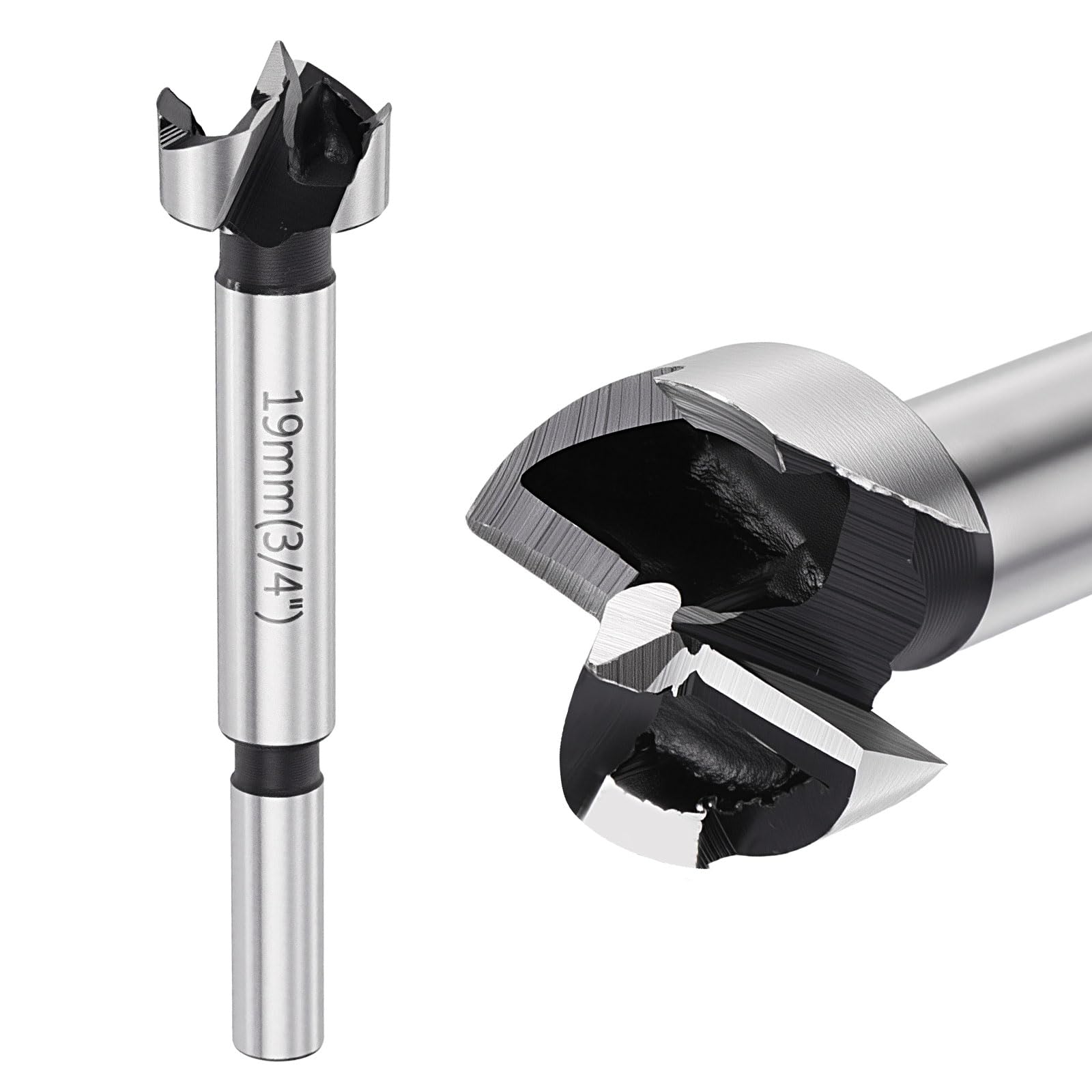 DTGN 19mm Forstner Drill Bit 3/4" - 1Pack - Good for Wood Plastic Plywood - Carbon Steel Woodworking Hole Saw Cutter with Round Shank - Silver