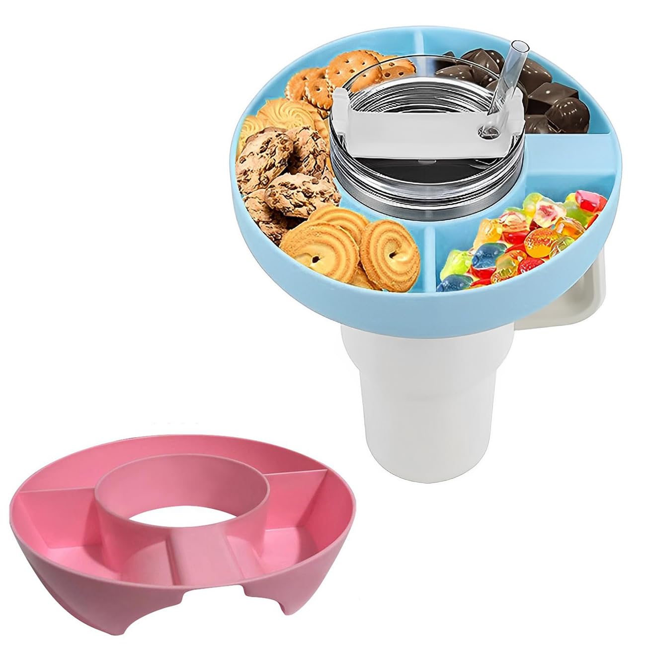 Bol à Collation CHRI Pour Stanley Cup - 4 Compartiments Avec Couvercle - Accessoire Gobelet - Beige