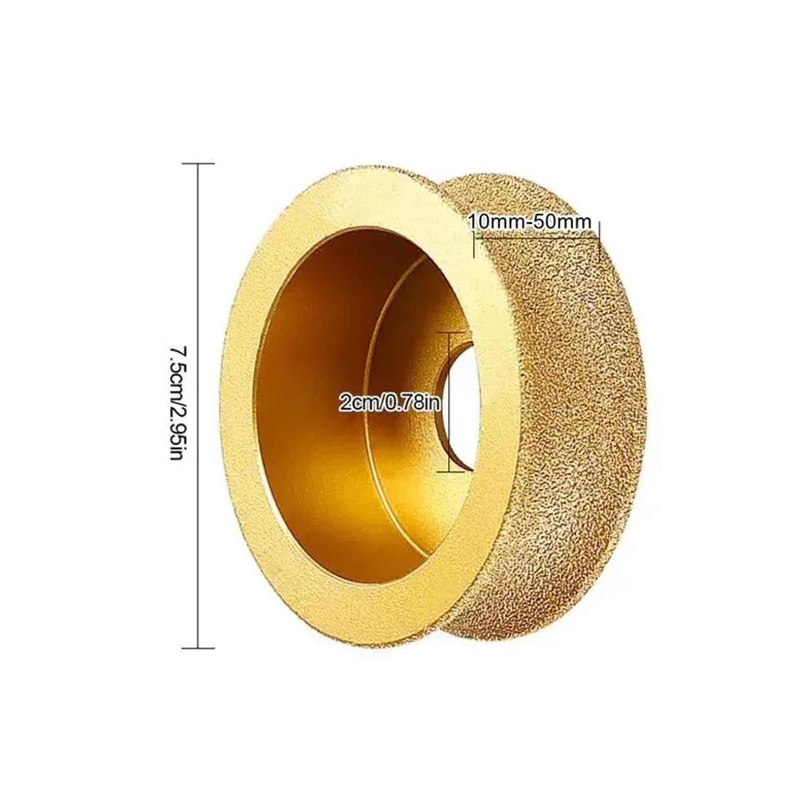 Edge Diamantschleifscheibe 20 mm Bohrungsdurchmesser, 3 Zoll, 75 mm, rund, gelötete Diamant-Schleifscheibe, halbrunder Rand, Marmor-Stein-Kantenprofil-Schleifscheibe(Round Wheel 15mm)