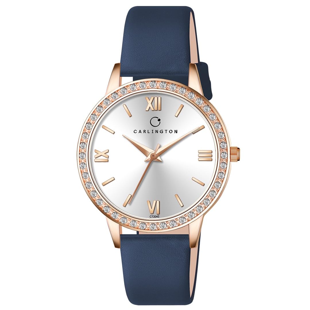 Carlington Stainless Steel Women Iconic 2042 Analog Ladies Watch with Premium Pu Strap, Dial Color-Blue, Band Color-Blue (B0CRBFVFT9) Amazon Price History, Amazon Price Tracker