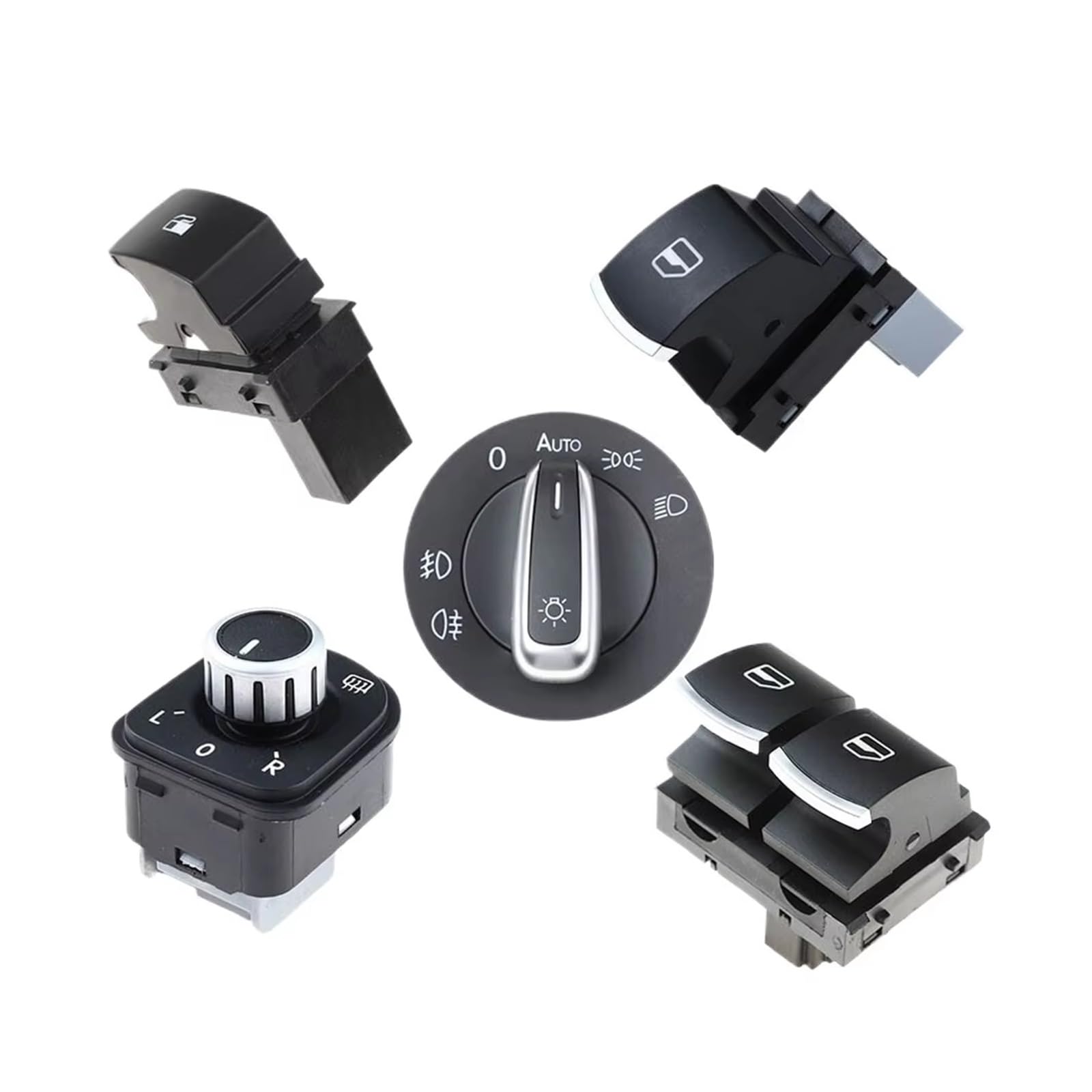 Per VW Per Golf MK5 MK6 Per Passat B6 5x 5ND959855 5K3959857 5ND959565B 1KD959833 5ND941431B Faro Interruttore + Power Window Master Pulsante Commutazione Specchietto Retrovisore