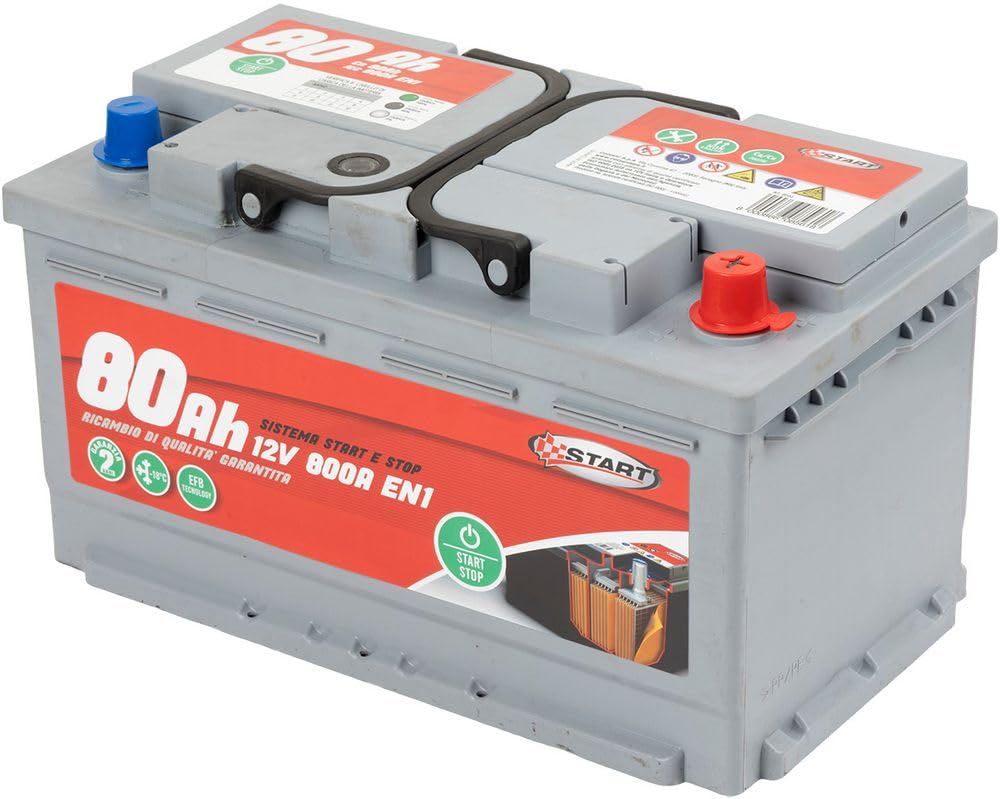 Start Batteria Stop& 80AH 12V 720A (EN1) sigillata, polo positivo destro Cassetta L3, EFB technology, misure 27,5x17,5x19 cm