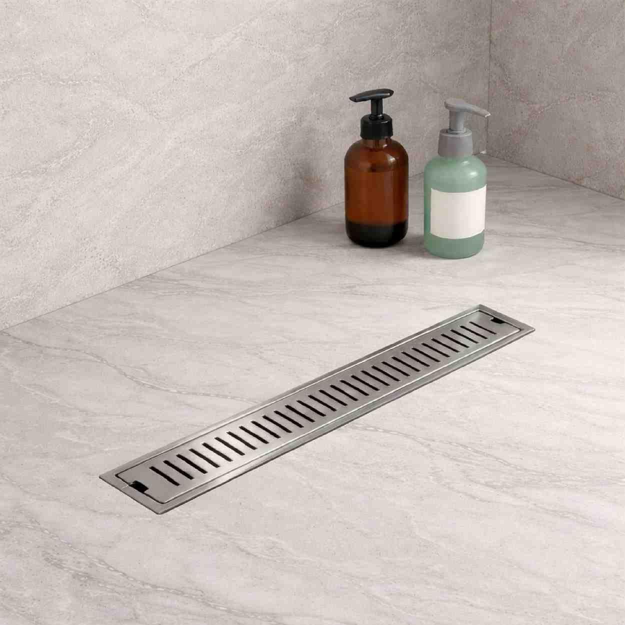 BathStory 18x4 Inch Linear Shower Drain Channel | Side Hole | Waste Water Floor Drain for 13mm Tile | 304 Stainless Steel & High Tensile Drain Channel | Jali with Cockroach Trap | 10 Year Warranty