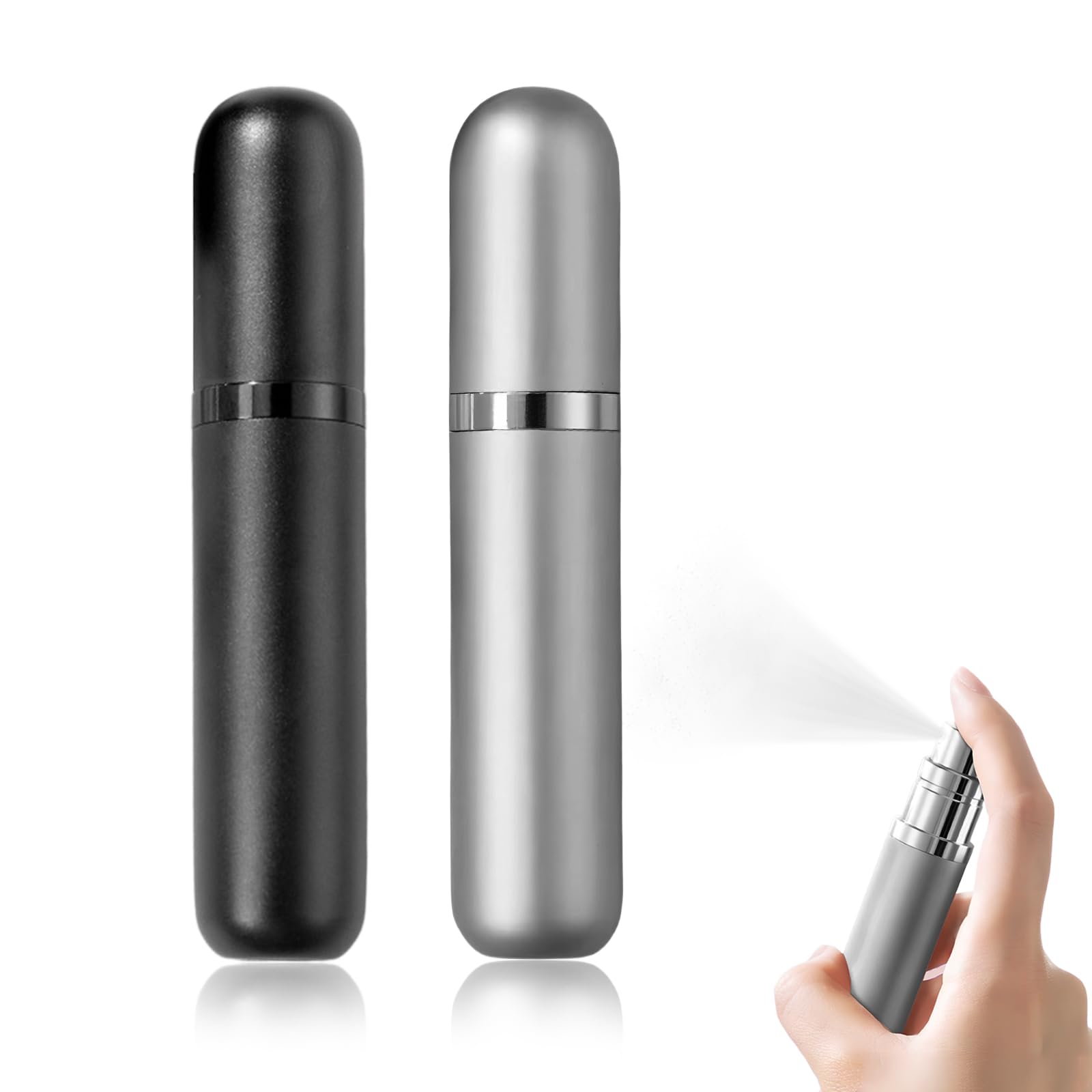 Luxvara Women's Black+Gray 5Ml Perfume Atomiser Refillable, Travel Mini Perfume Spray Bottles Empty Sprays, Portable Aftershave Dispenser Spray Bottle Empty Leak Proof For Outdoor Luggage For & Men (Black+Gray)