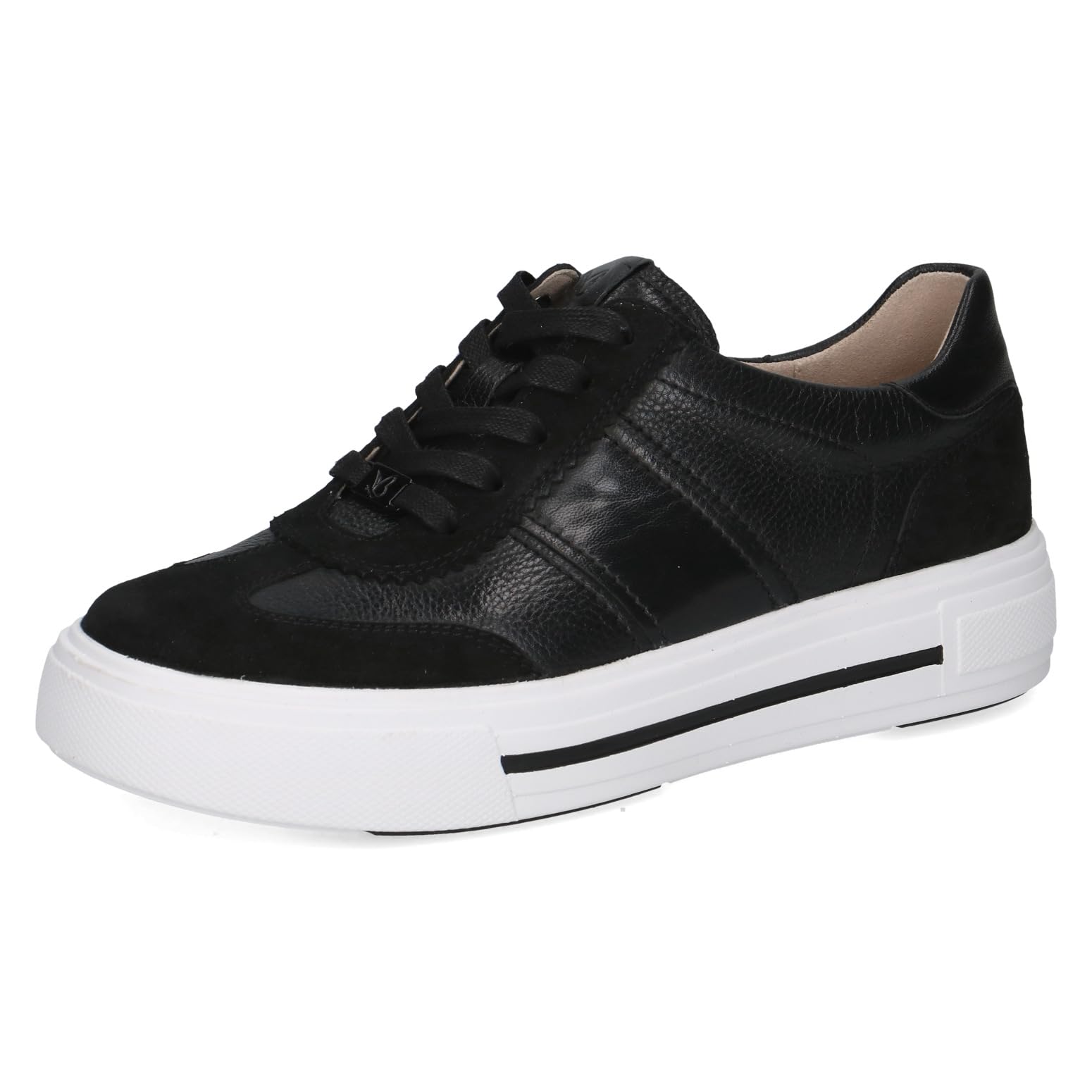 CAPRICE Women's Leather Sneakers, Black (Black Comb), 6.5 UK