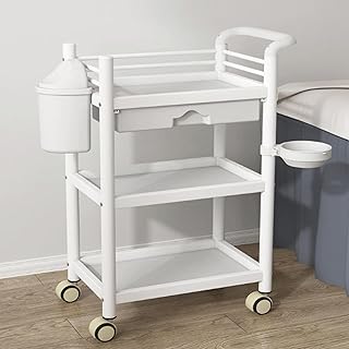Beauty Salon Trolley Cart, 3-Tier Rolling Utility Cart with Single Drawer Mobile Spa Trolley Beauty Salon Trolley Cart Hairdressing Storage Tray for Spa Beauty Salon (Color : A)