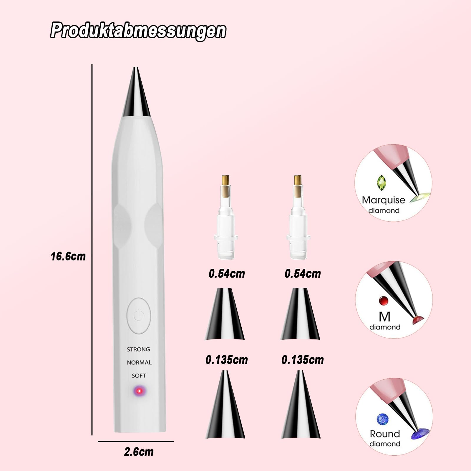 Diamond Painting Stift, Elektrischer Diamond Painting Stift Kabellos, Type-C Aufladung, Ergonomisch, Diamond Painting Zubehör Set für Diamant Painting Erwachsene Blider