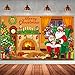 Tiamon Merry Christmas Backdrop Xmas Black Santa Claus Background Decoration for Photography Fireplace Wall Hanging Banner Photo Booth Prop for Winter Home New Year Holiday Party Favor Supplies