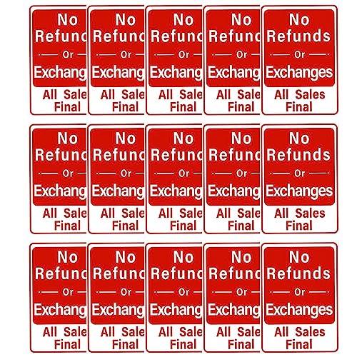 Image of CVANU No Refunds or Exchanges All Sales Final Warning Safety Self-Adhesive Waterproof PVC Vinyl Sign Sticker Size (11.7inchX8.3inch) Pack of 15