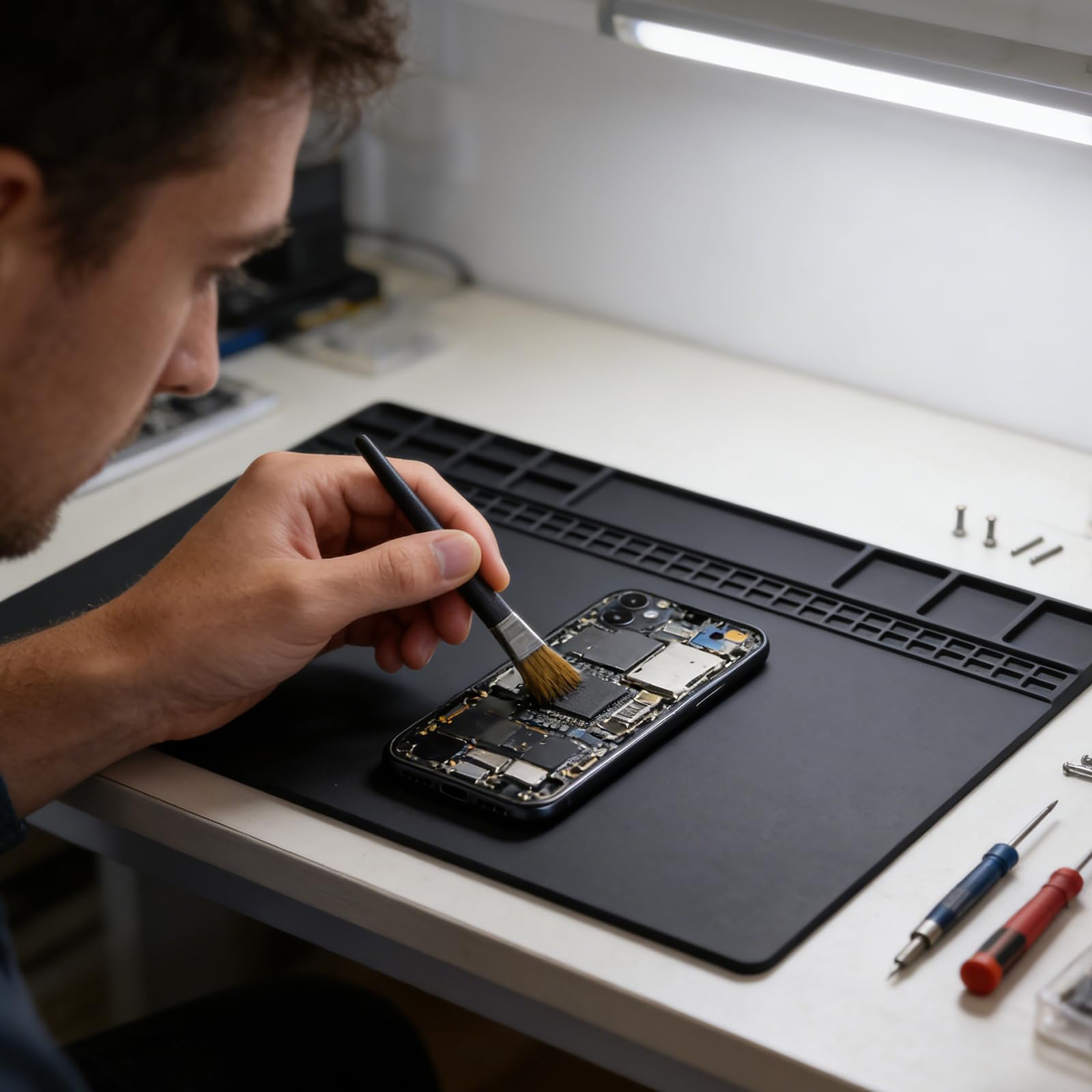 Tapis antistatique ESD pour l'électronique avec bracelet ESD et câble de terre, tapis de soudure ESD résistant à la chaleur, grande surface de travail pour ordinateur, ordinateur portable, téléphone