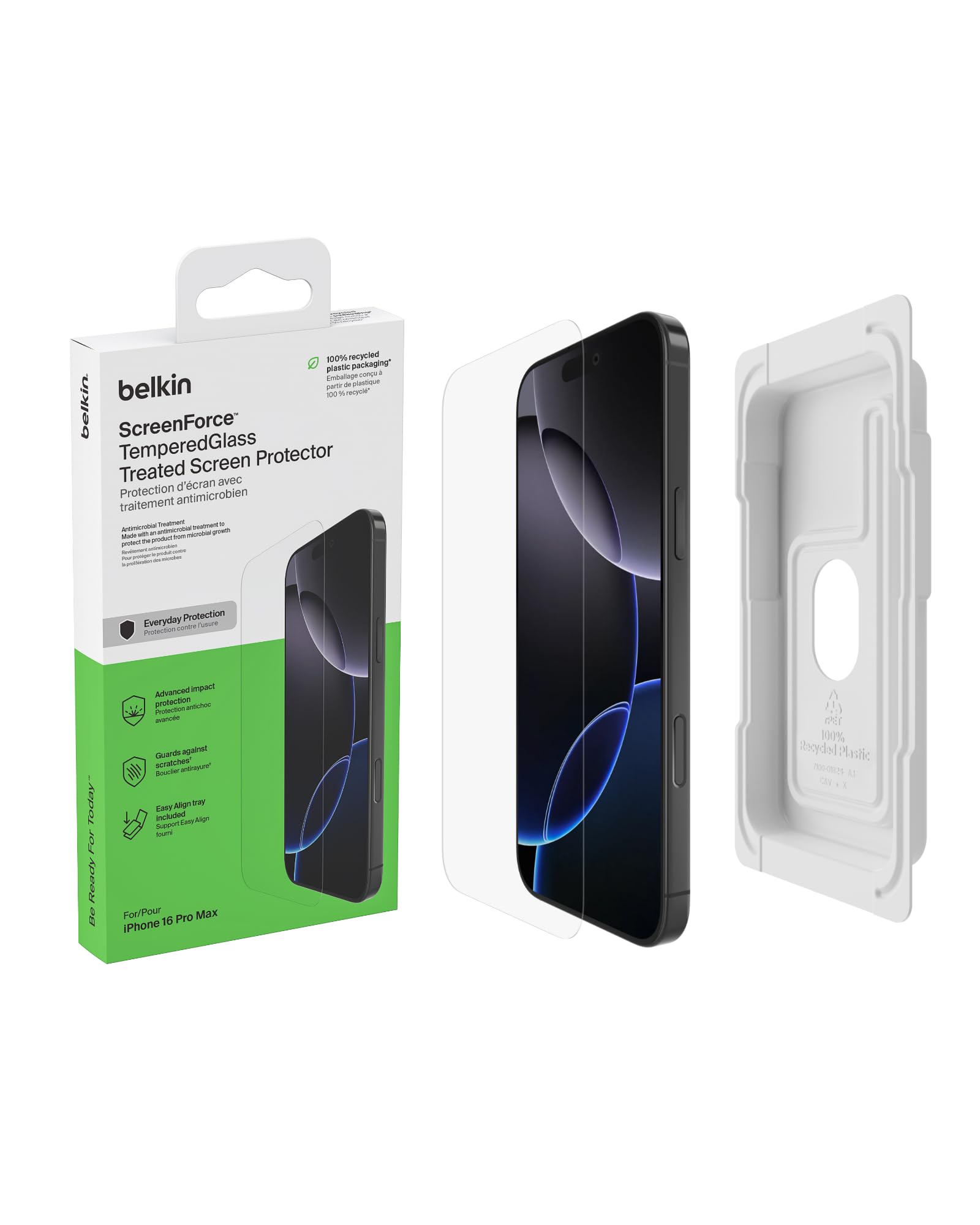 ScreenForce TemperedGlass Treated Screen Protector for iPhone 16 Pro Max - Scratch-Resist…