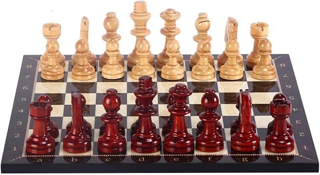 Chess Board Boxwood Handmade Pieces and Walnut Patterned Wood Chess Board King 9 CmPieces