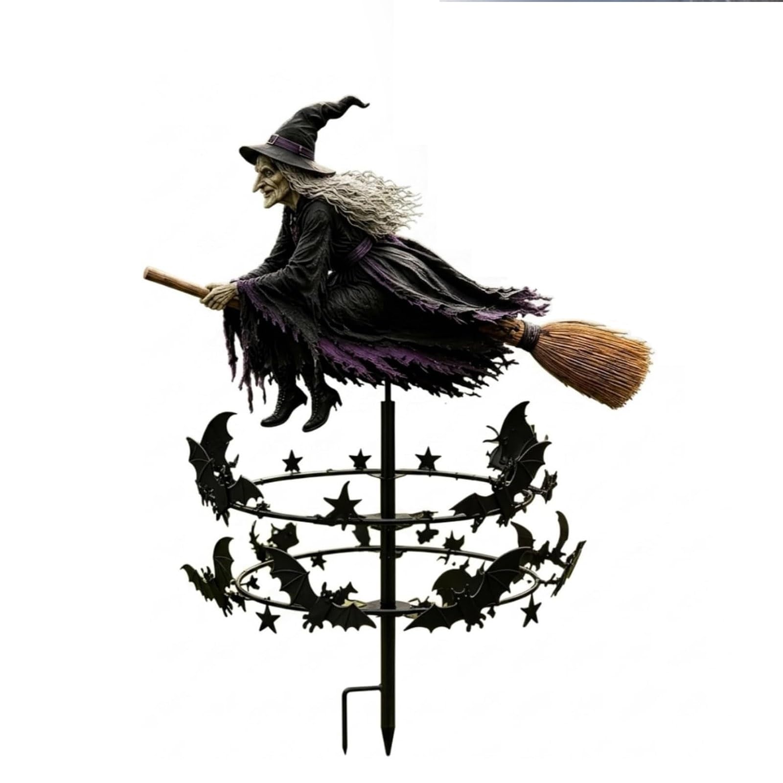 Enchanted Witch Garden Wind Spinner,Metal Halloween Yard Art Decor (1pc)