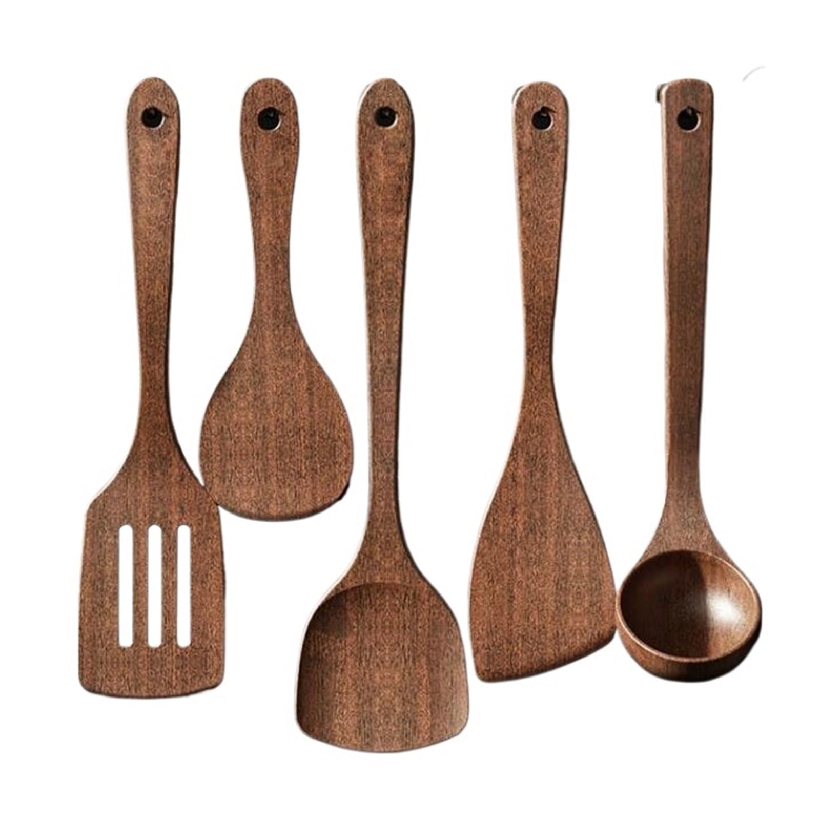 MYUYEE Wood Cooking Utensils 5 Pieces Sets Cooking Spoons Spatulas Kitchen Cookware Gadgets