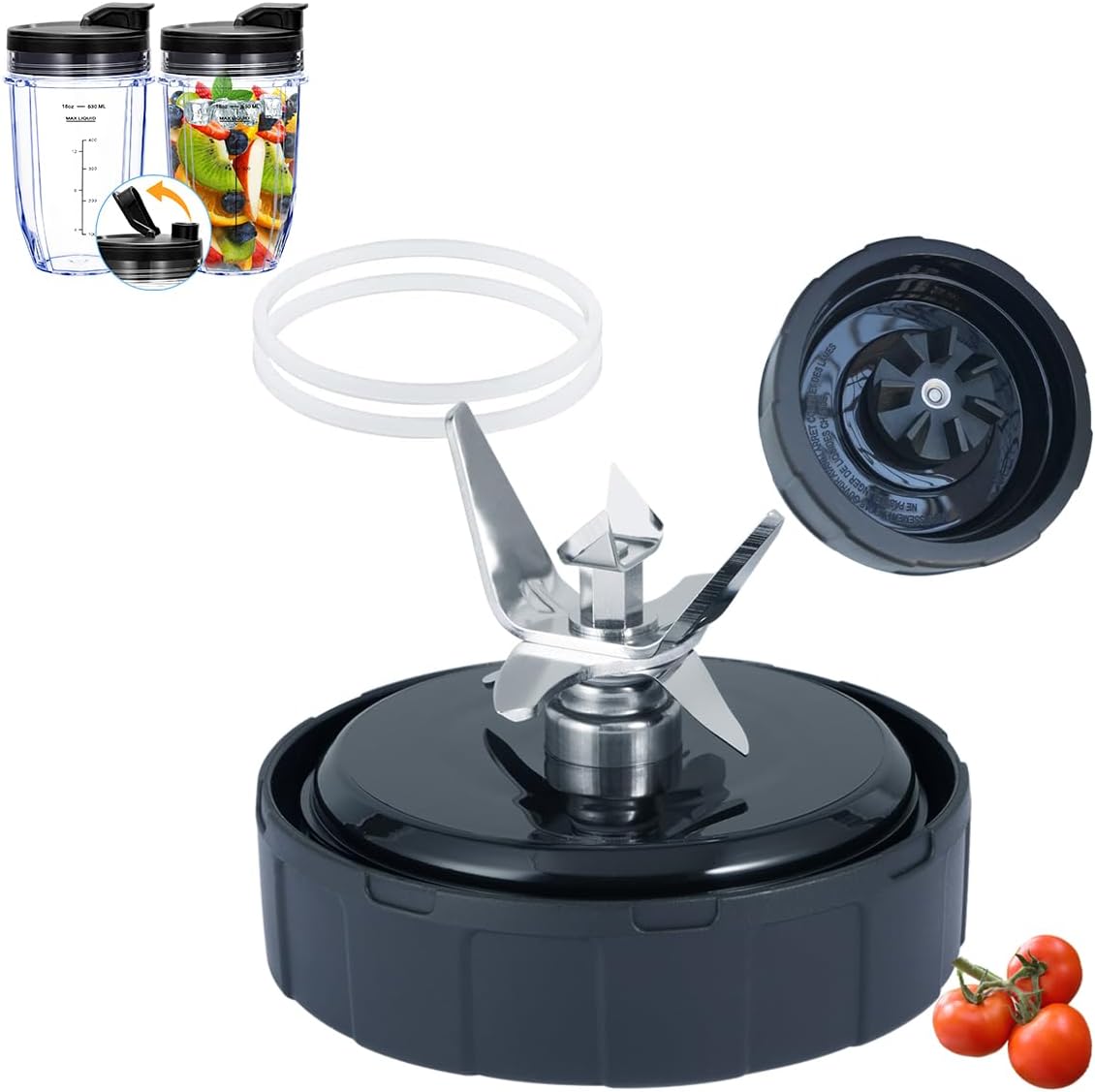 Replacement blender Blade and 18oz Cups for Ninja Accessories, Only Compatible with Nutri Ninja Foodi Power Blender SS150,SS151,SS300, SS350,SS351, CO351B, SS100, SS101,CO101B etc.