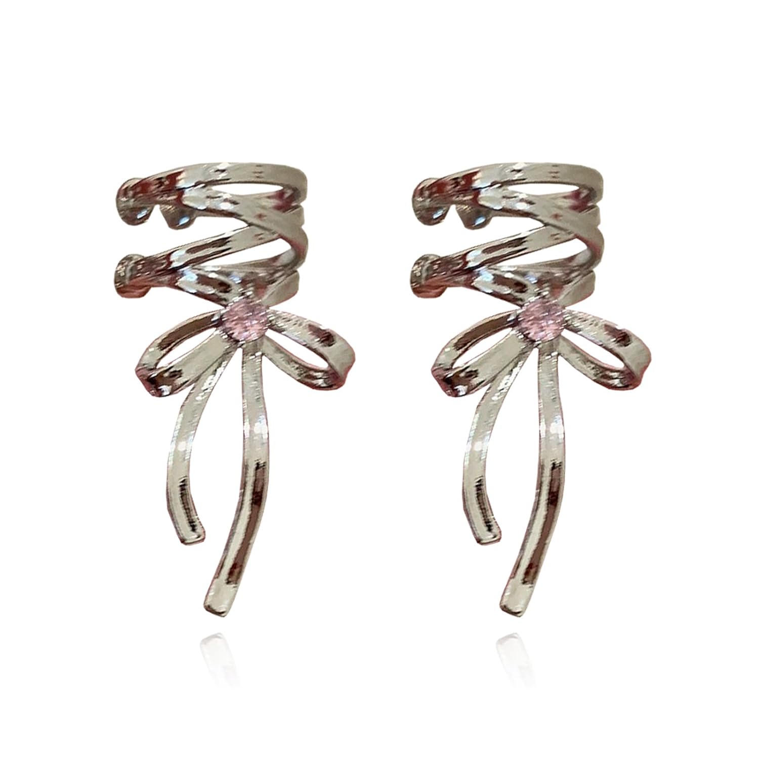 CYV Elegant Ribbon Bow Ear Clip Cuff Earrings Cartilage Bowknot Earrings Jewelry for Women