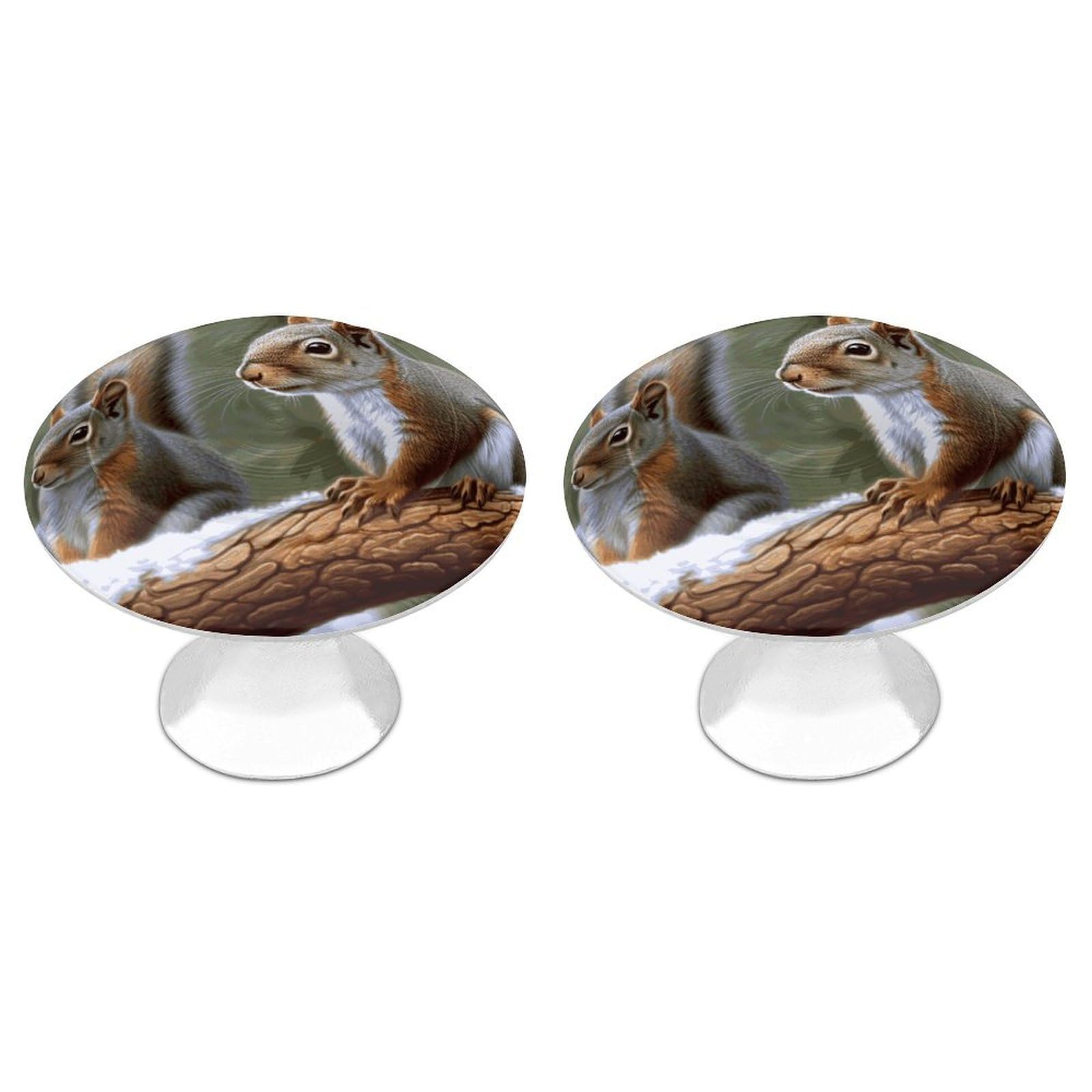 Fekiloot White Little Squirrel Cabinet Knobs For Kitchen Ornament, Round Zinc Decorative Drawer Pulls For Cabinets Trendy, Dresser Drawers Pulls Bathroom Dresser Knob With Screw