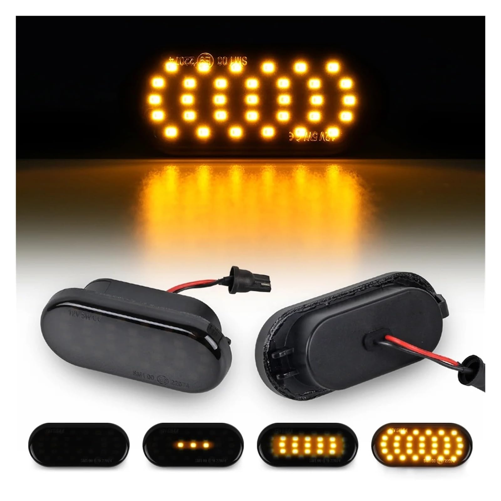 Coche Luz Intermitentes para VW Polo para Golf 3 4 para Passat B5 Sharan Lupo para Bora Amarok UP Fox para Beetle para Bora 2 Piezas Señal Giro Marcador Lateral Flujo Dinámico Laterales Espejo Luz