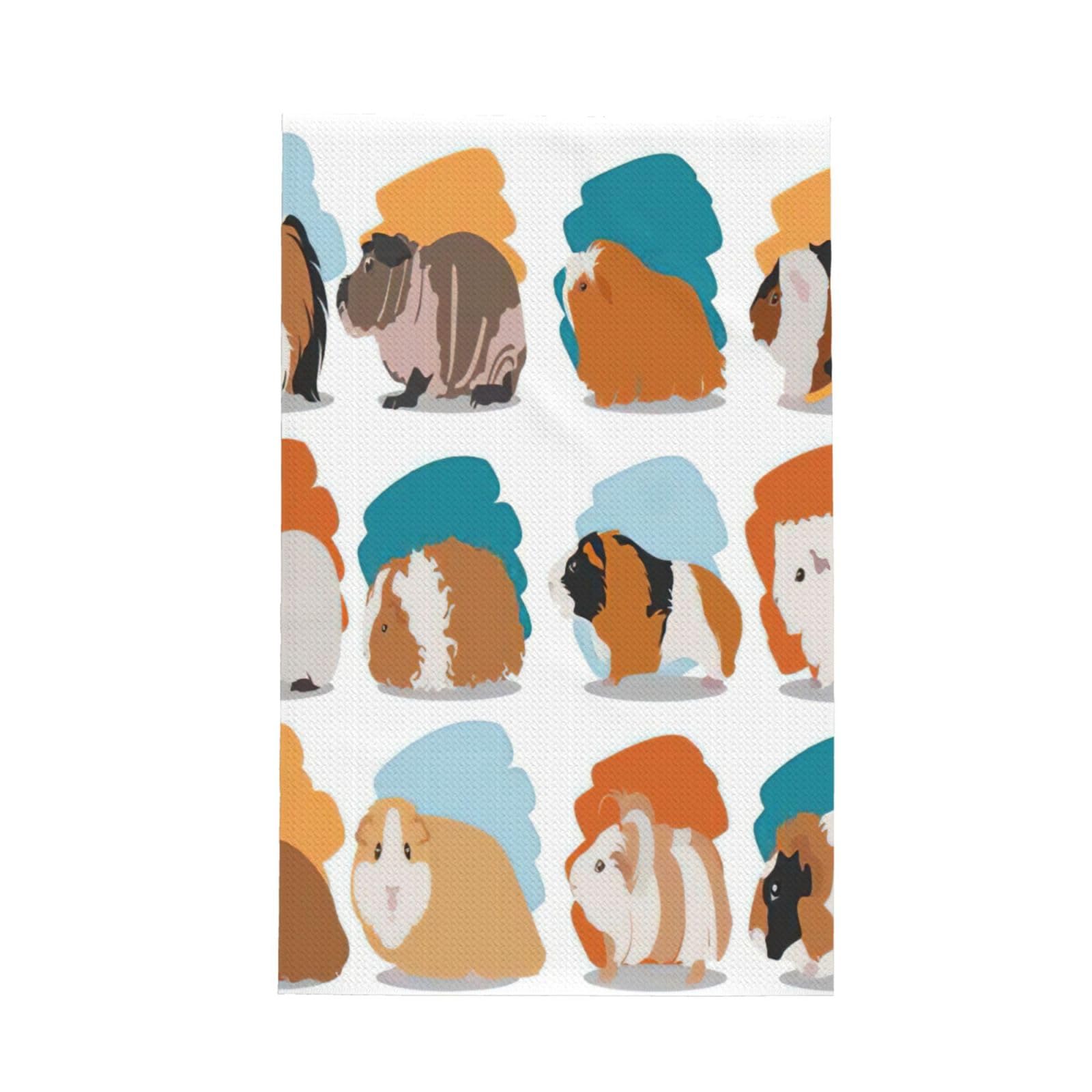 CKGODGF Guinea Pig Illustration Print Absorbent Waffle Dishcloths,Kitchen Towels With Hanging Loops,Tea Towels.