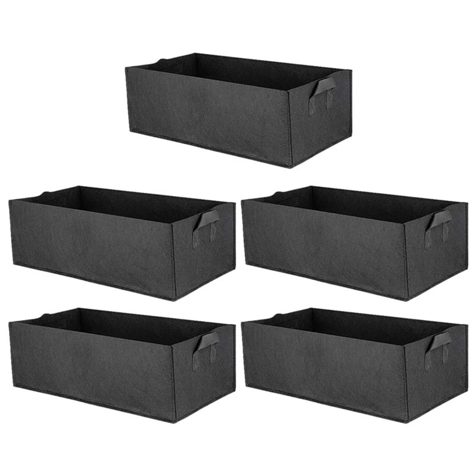 DCUIPG 5 Packs Fabric Raised Garden Bed,Square Flower Grow Bag Vegetable Planting Planter Pot with Handles for Plants,Flowers for Vegetables
