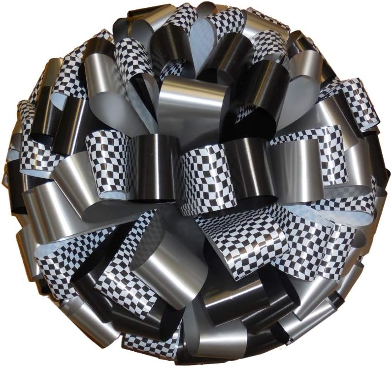 Checkered Car Bows (Green n Gold, 20")