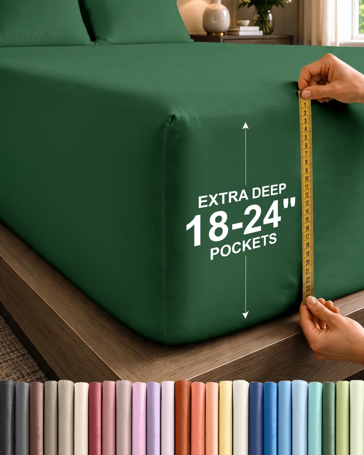CGK Extra Deep Cal King Single Fitted Sheet Only - Emerald Green