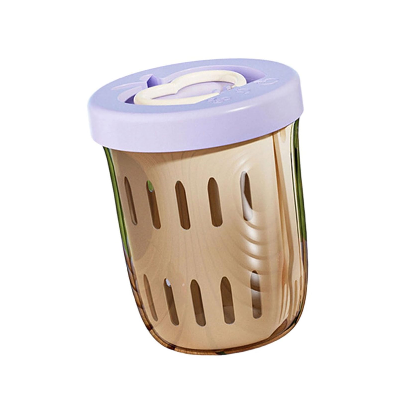 Qusinfc Meal Preparation Container with Drainage Holes Food Preservations Systems Nonslip Base Ergonomic Handle for Daily Use Double Layer Salad Cup with Drain Basket