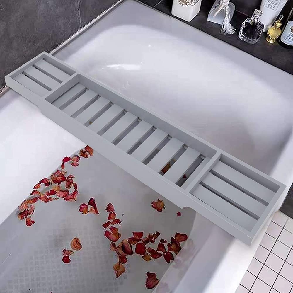 Luksusowa taca na wannę – regulowany stojak łazienkowy do czytania tabletów, kieliszków do wina i relaksujących akcesoriów do spa, idealny do samopielęgnacji i relaksu