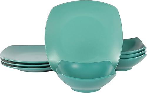 Gibson Home Zen Buffet - Juego de vajilla de porcelana mate de 8 piezas, color verde, servicio para 4 (8 piezas) (136827.08R)