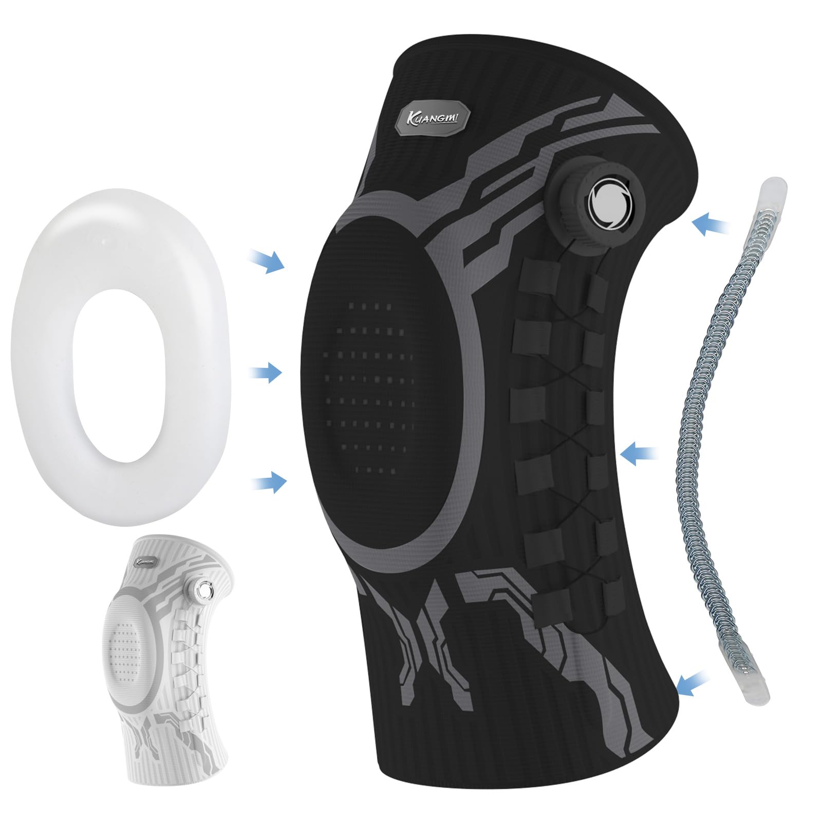 Kuangmi Kniebandage mit Drehknopf (verstellbar) - Für Schmerzlinderung, Sport, Gelenkrehabilitation und den Alltag, B-L-XL