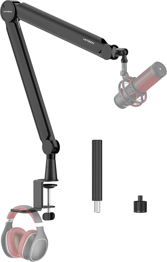 IXTECH Mic Arm Boom Arm 360 Rotatable Microphone Boom Arm Mic Boom Arm with Desk Mount, Fully Adjustable, for Podcast, Video, Gaming, Radio, Studio Recording, Sturdy and Universal VALIANT Pro