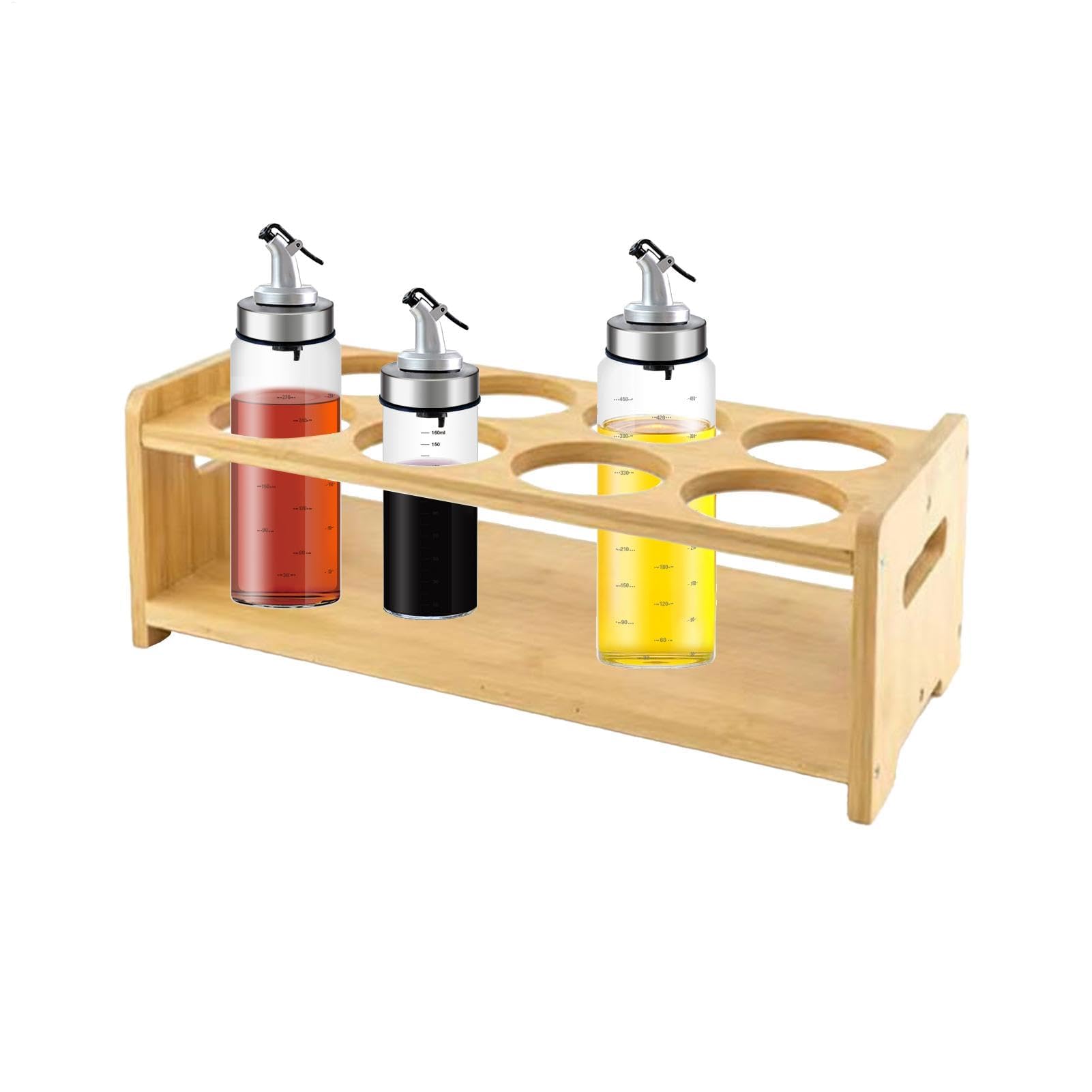 Estante para especias con 8 agujeros, dispensador de aceite de oliva y soporte de almacenamiento, soporte de almacenamiento de especias de cocina para el hogar y la oficina, especias eficientes para