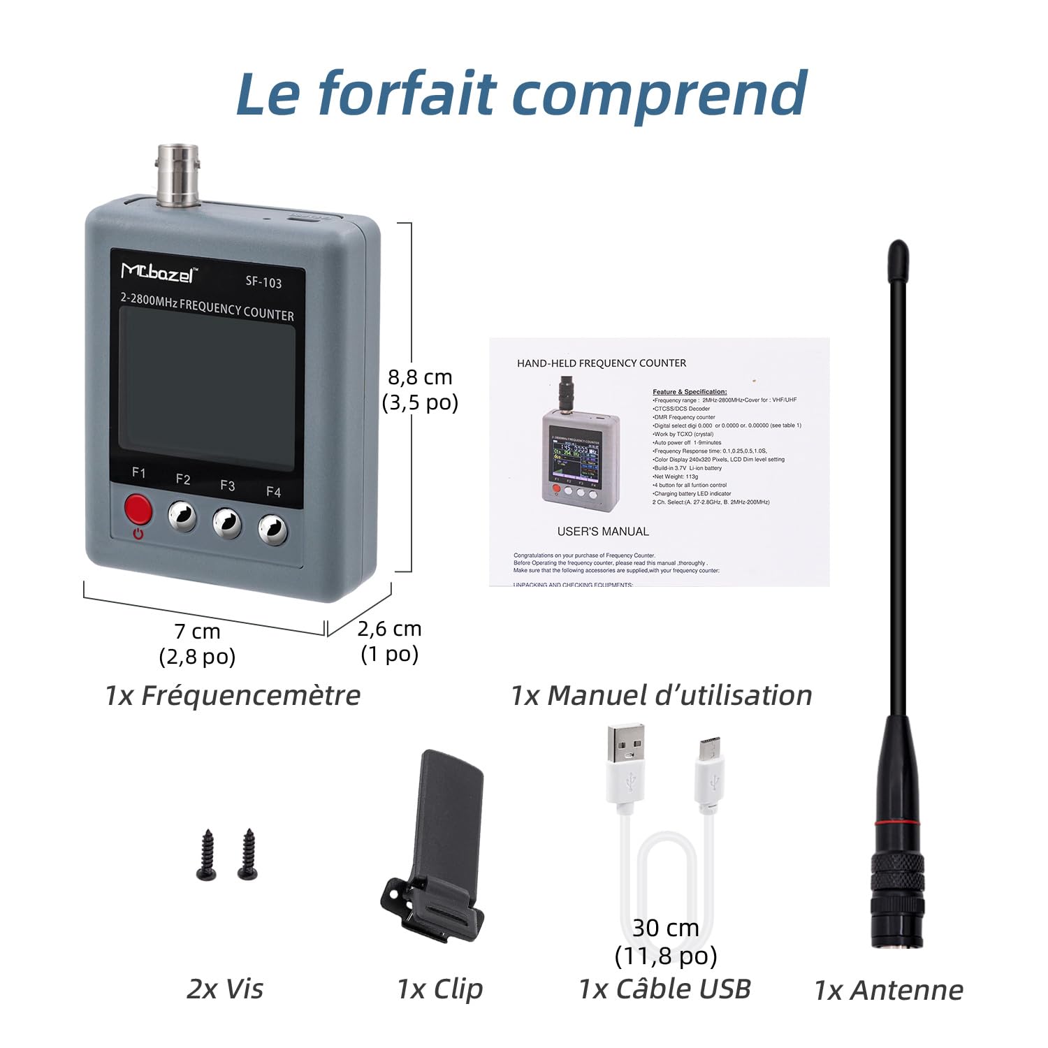 Mcbazel SF-103 Handheld 2-2800mHz Compteur de fréquence